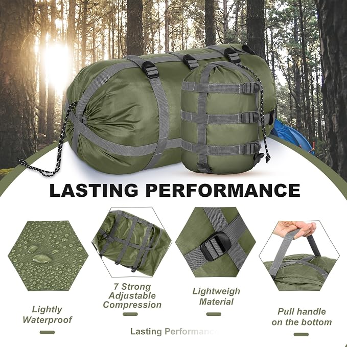 5 Pack Compression Stuff Sack 5 Assorted Size Sleeping Bag Stuff Sack - Image 3