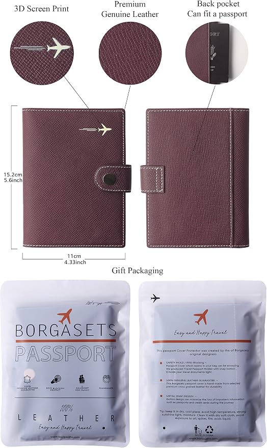Genuine Leather Passport Case, RFID Passport Cover - Image 4