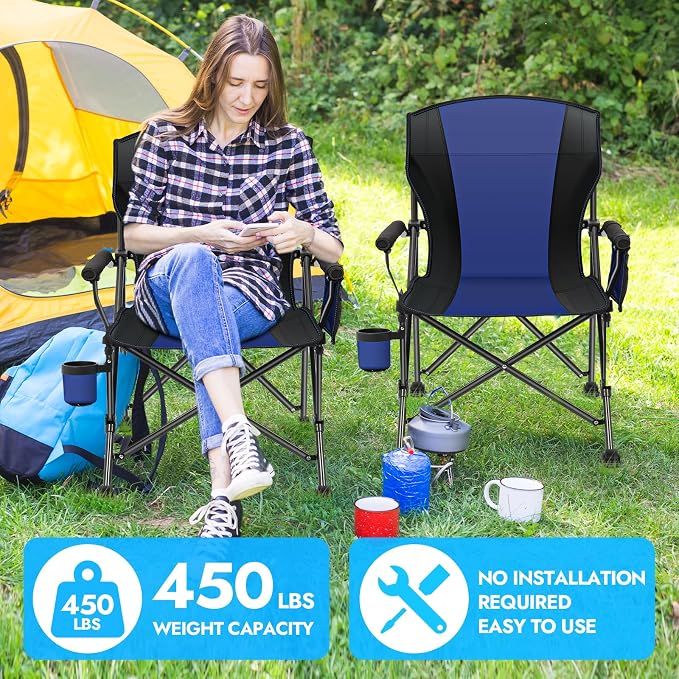 2 Pack Oversized Folding Camping Chair - Image 3