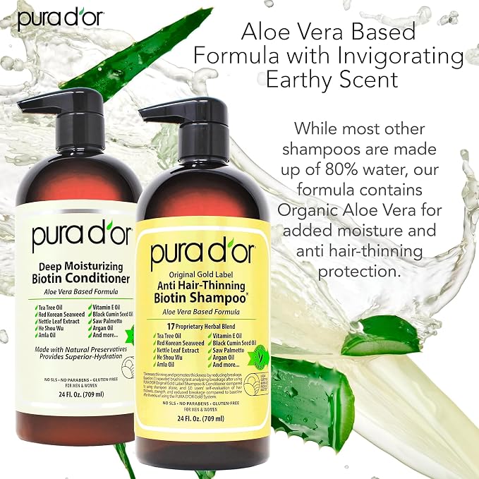 PURA D'OR Anti-Thinning Biotin Shampoo & Deep Moisturizing Conditioner Original - Image 4