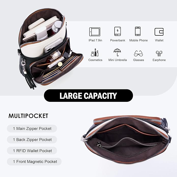 Crossbody Purse for Women, Lightweight Medium Crossbody Bag Soft Leather - Image 5