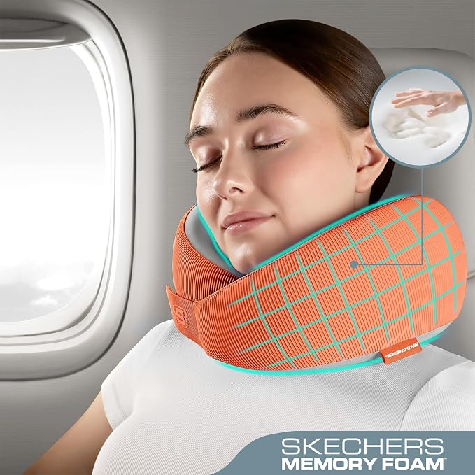 Skechers Women's Memory Foam Neck Pillow, Comfortable & Breathable Travel Pillow - Image 2