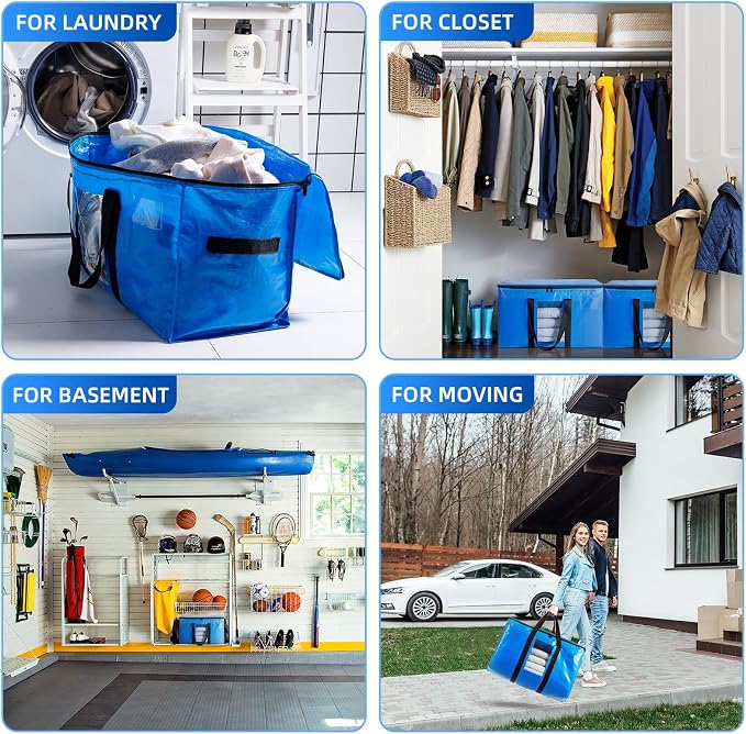 TAILI Extra Large Moving Bags, 10 Pack Blue Heavy Duty Totes - Image 9