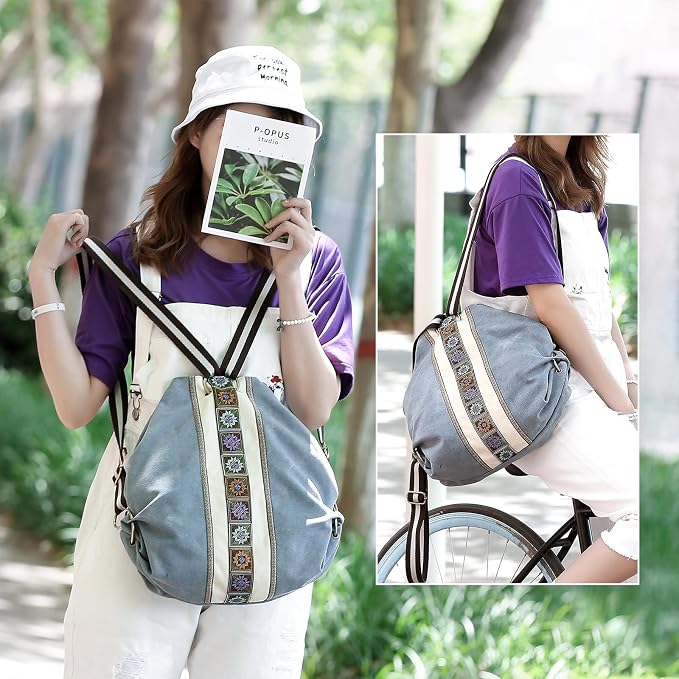 Goodhan Women Canvas Backpack Daypack Casual Shoulder Bag, Vintage Heavy-duty - Image 6