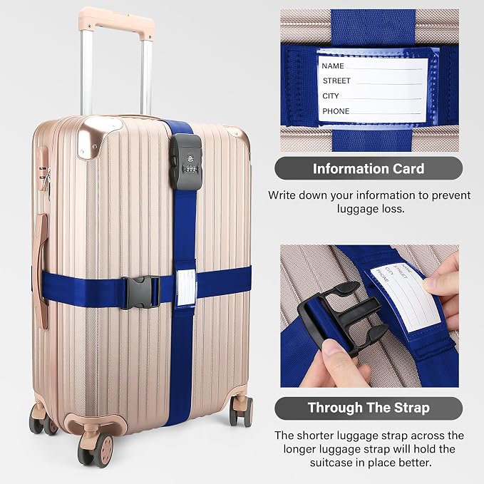 Luggage Straps, 2 Pack Adjustable Heavy Duty Cross Suitcase Straps - Image 4