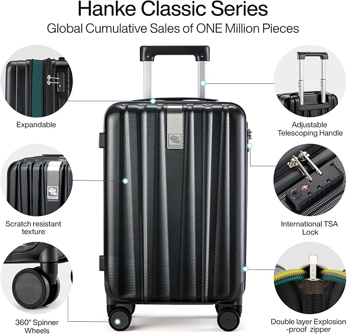 Hanke Expandable Hardshell Luggage Sets 3 piece Carry on Luggage - Image 5