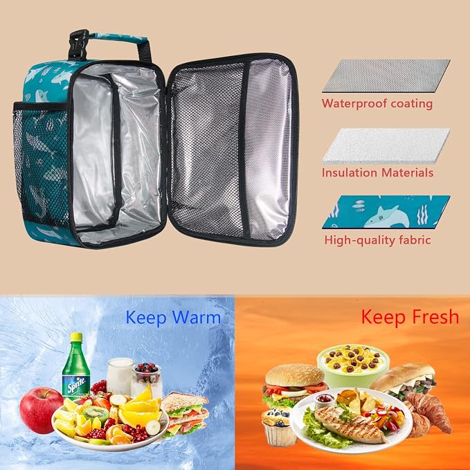Hap Tim Lunch Box, Insulated Lunch Bag, Reusable Lunchbox Cooler Bag Shark - Image 3