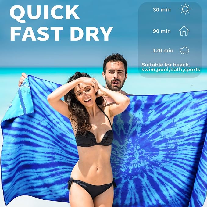 2 Pack Lightweight Thin Beach Towel Oversized 71"x32" Big Extra Large - Image 3