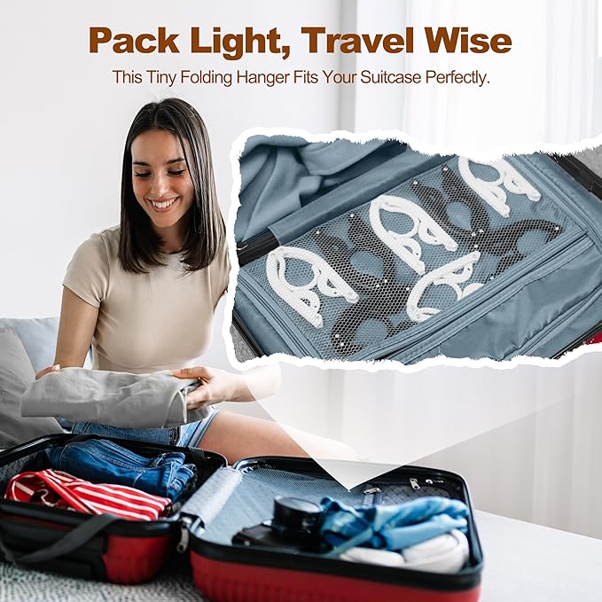 HOUSE DAY Foldable Travel Hangers 10 Pack w/10 Clips, Cruise Essentials 2025 - Image 2