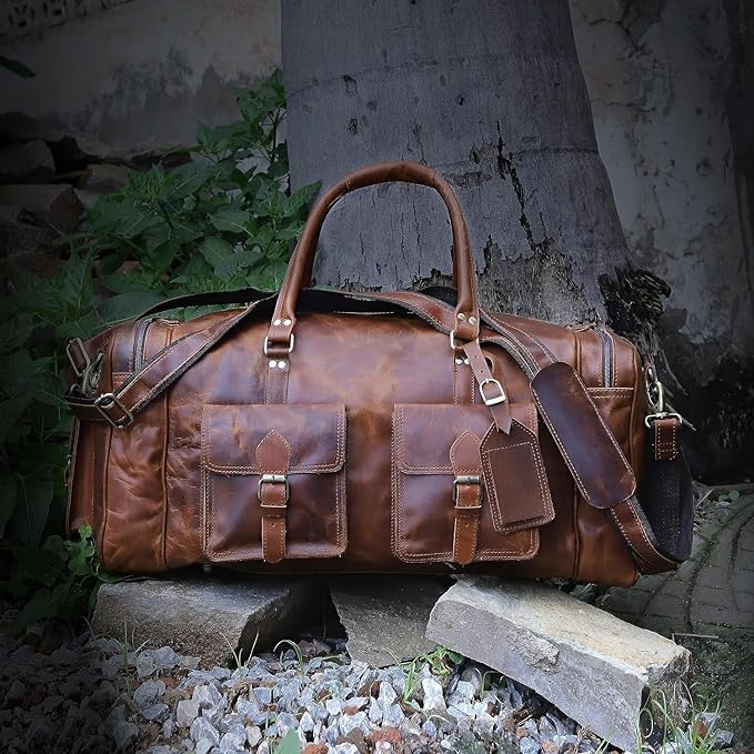 Large duffel bags for men holdall leather travel bag overnight gym sports - Image 5