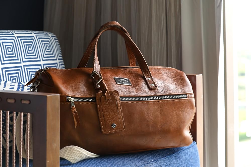 Handmade Leather Duffel Bag Luxury Duffle Bag Leather weekender Backpack - Image 9