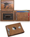 Airtag Wallet for Men, with Cash Pocket 2 ID Window 13 Cards, Slim Leather by Miyozi