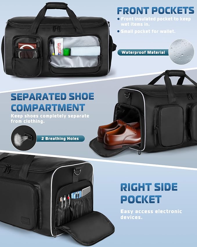 50L Convertible Garment Duffle Bag Backpack - Image 3