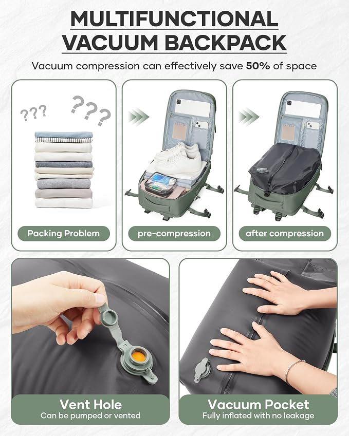 Vacuum Backpack Travel With Pump, Mochila De Viaje Compresion Al Vacio - Image 3