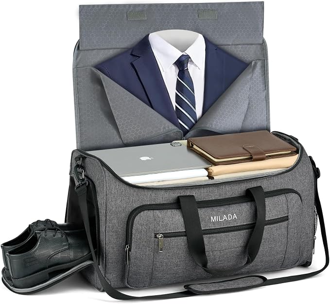 MILADA Convertible 2-in-1 Garment Duffel Weekender Bag Carry On Garment Bags by MILADA