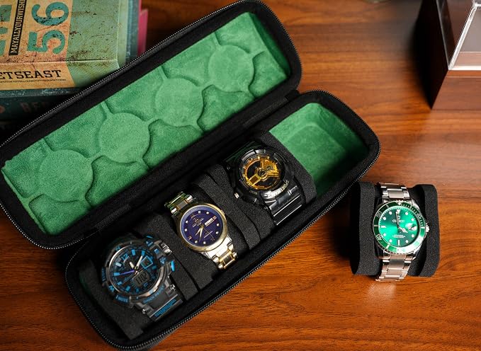 4 slots watch travel case roll, hard watch box storage organizer - Image 6