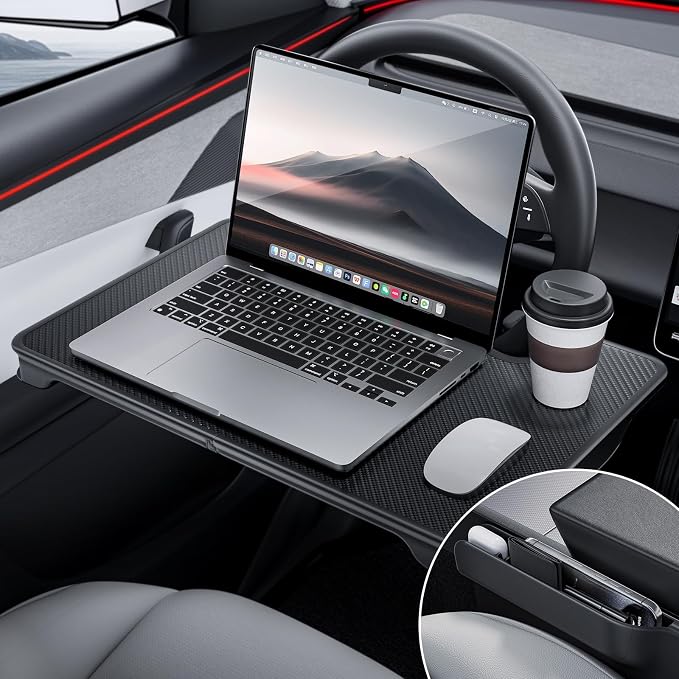 YONZEE 2-in-1 Car Steering Wheel Desk Tray & Car Seat Gap Filler Organizer – by YONZEE