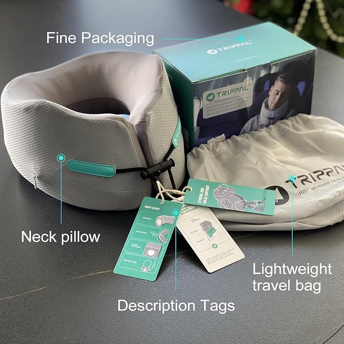 GOLDORANGE Travel Pillow Neck Chin Head Support Best Memory Foam Airplane Neck - Image 8