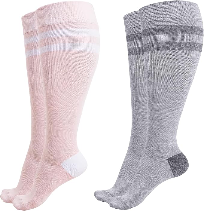 Momcozy Compression Socks for Women Wide Calf, 15-20mmHg Knee High Support by Momcozy