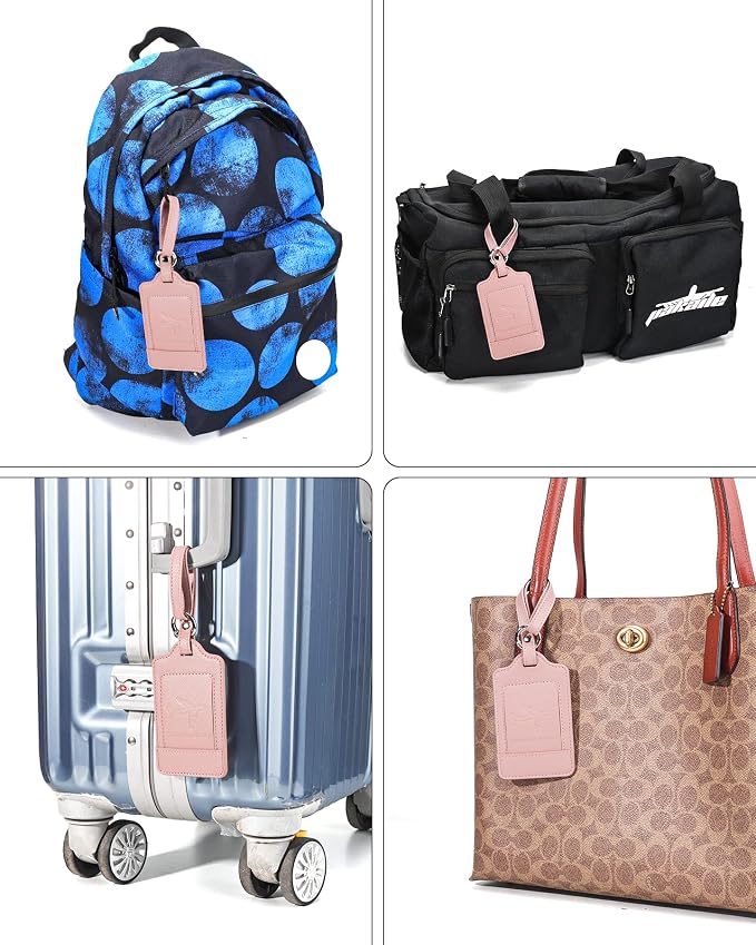 Teskyer Luggage Tags, 3 Pack Premium PU Leather Luggage Tags - Image 2