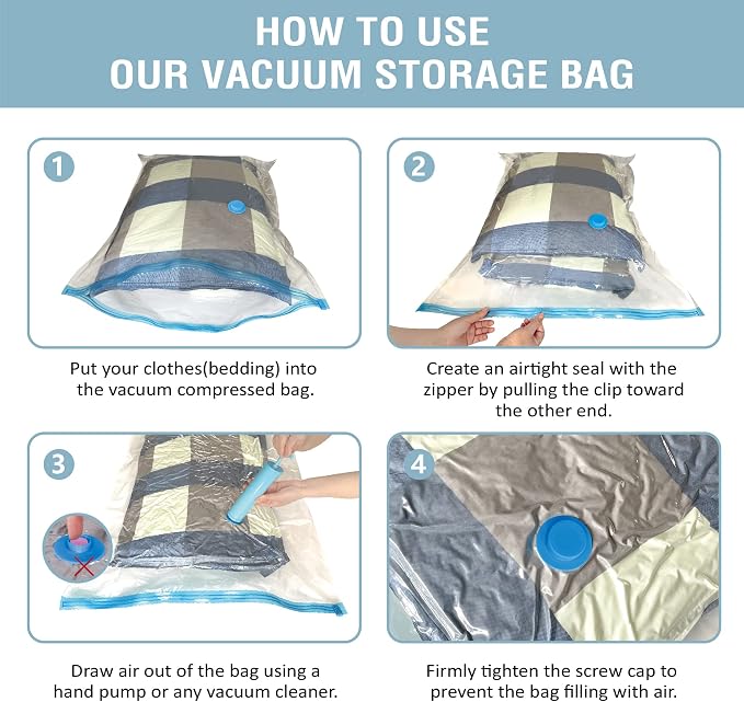 8 Pack Vacuum Storage Bags, Space Saver Bags Compression Storage Bags - Image 6