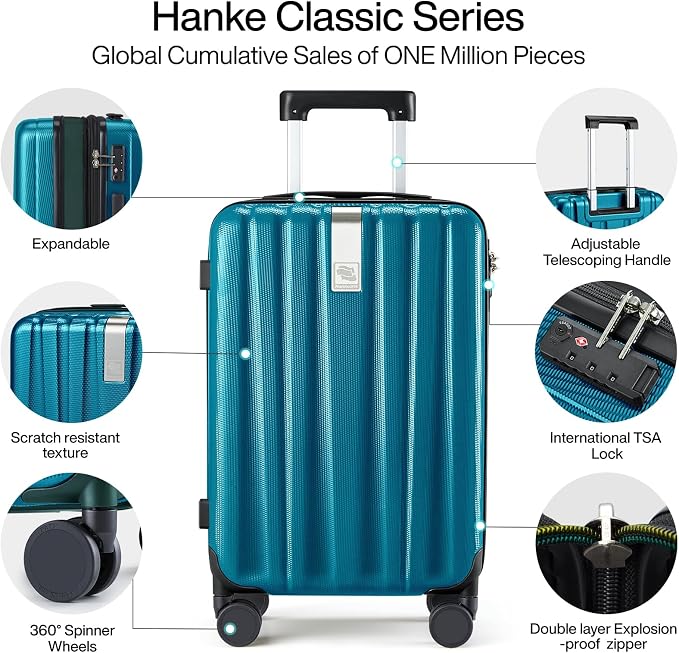 Hanke Expandable Hardshell Luggage Sets 3 piece Carry On Luggage - Image 4