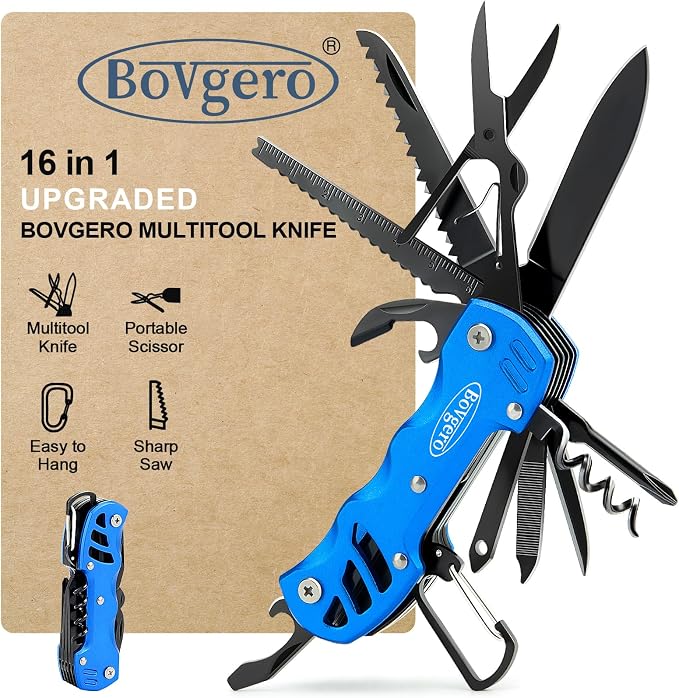Multitool Knife, 16 in 1 Pocket Knife, Handmade Multi Tool Knife, Birthday by Bovgero