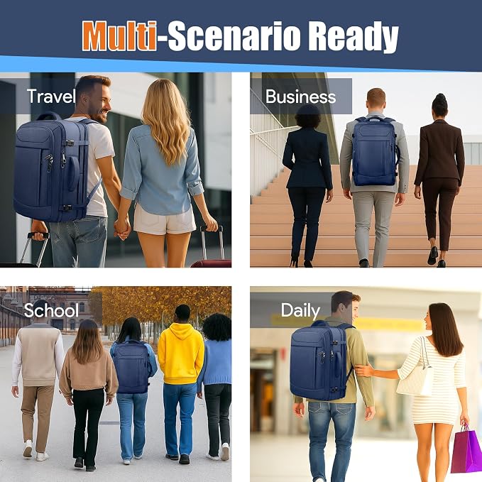 55L Travel Backpack, Extra Large Laptop Backpack, Carry On Backpack, Expandable - Image 9
