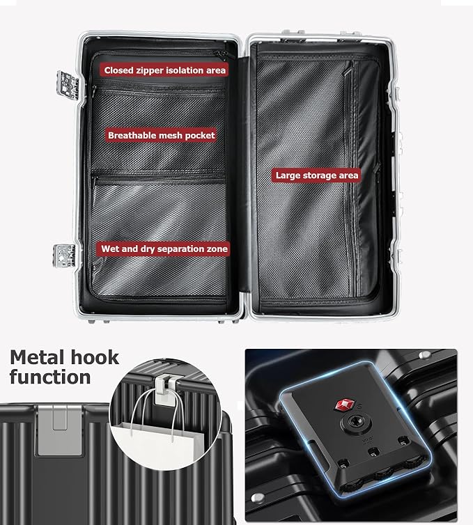 feilario 29in Super Large Captain Aluminum Frame Hardside Spinner Wheels Luggage - Image 3