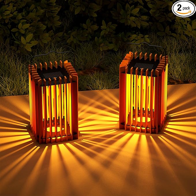 2 Set Solar Lantern Outdoor LED Hanging Solar Lantern by GGII