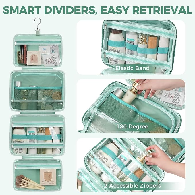 Toiletry Bag For women, Portable Hanging Organizer, 4 Leakproof Compartment for - Image 4