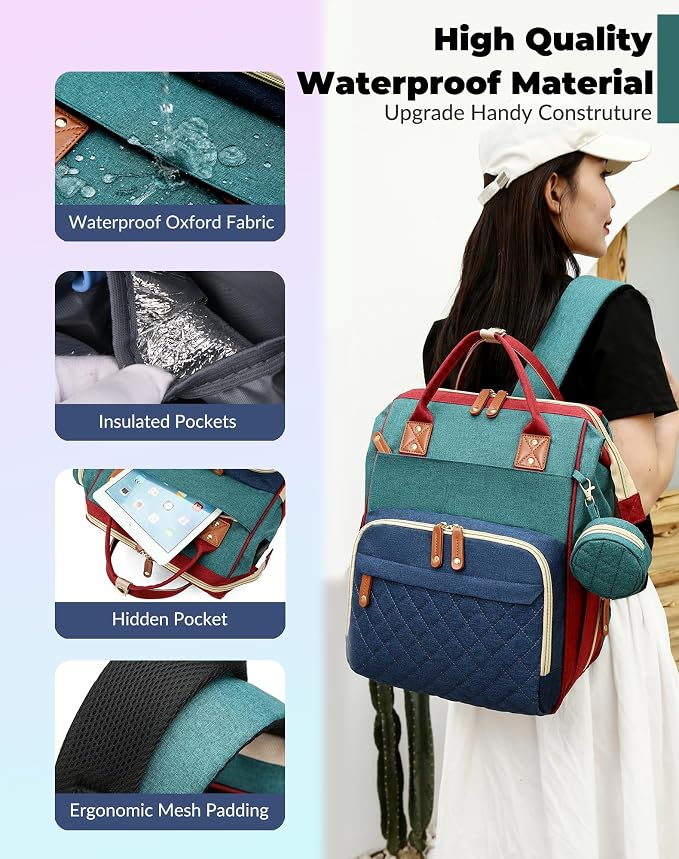 Diaper Bag with Changing Station, Waterproof 3 in 1 Diaper Backpack with - Image 6