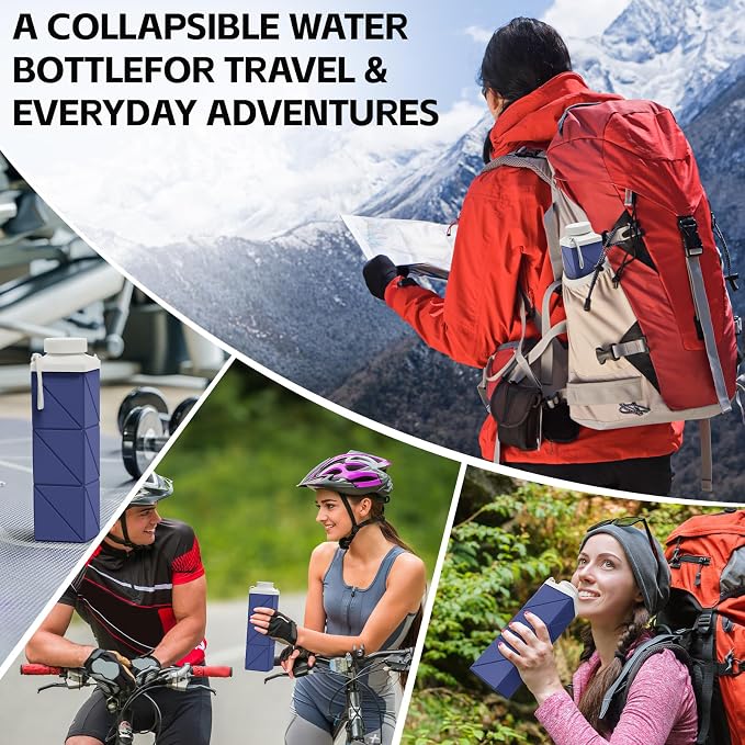 24oz Collapsible Water Bottles 2pcs, Food grade BPA Free Reusable Foldable - Image 7