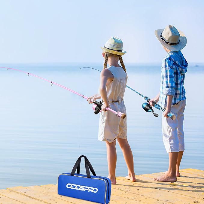 ODDSPRO Kids Fishing Pole Pink, Portable Telescopic Fishing Rod and Reel Combo - Image 6
