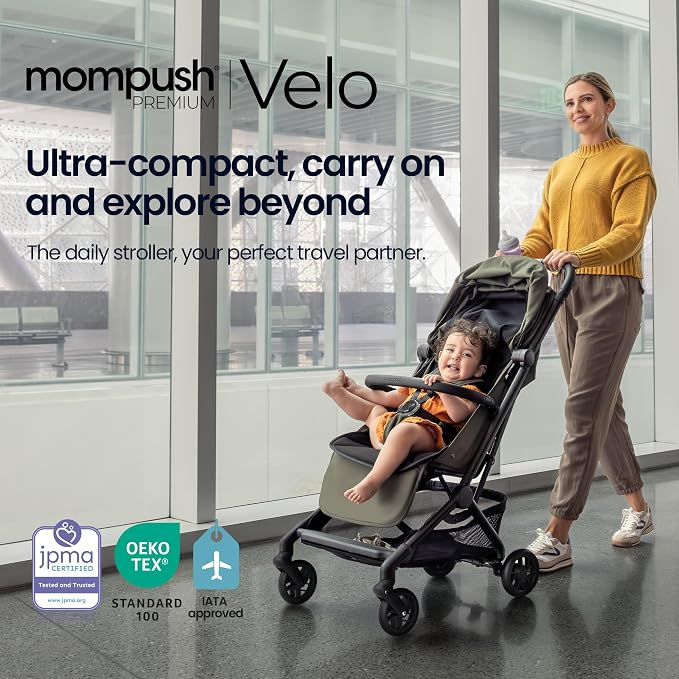 Mompush Velo Lightweight Travel Stroller – One-Hand Fold, Ultra-Compact & - Image 2