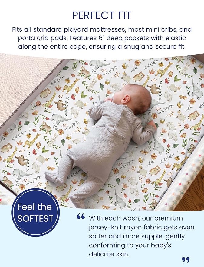 TotAha Premium Soft Graco Pack n Play Sheets Fitted, Super Stretchy Jersey Knit - Image 4