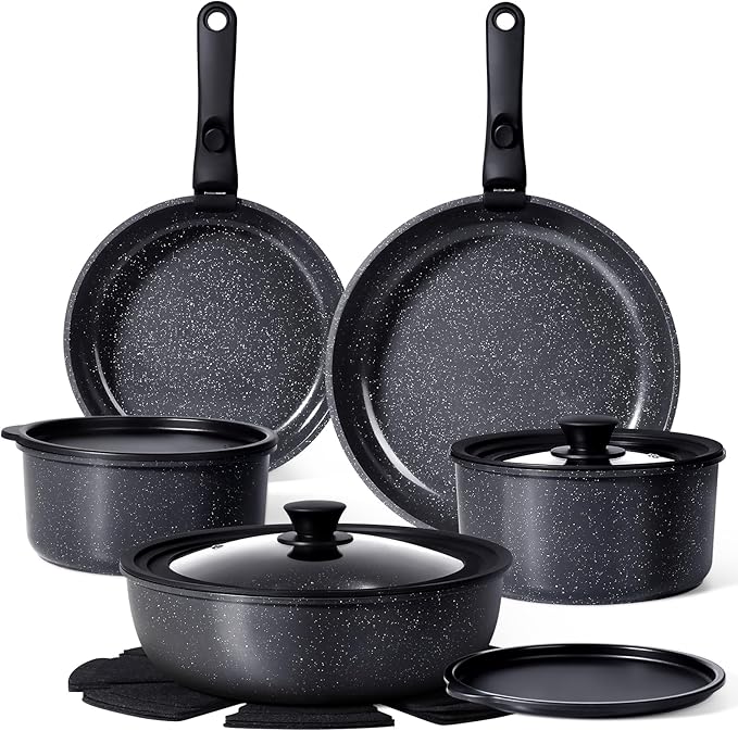 GiPP Ceramic Pots and Pans Set Non Stick, Nonstick Detachable Handle Cookware by GiPP