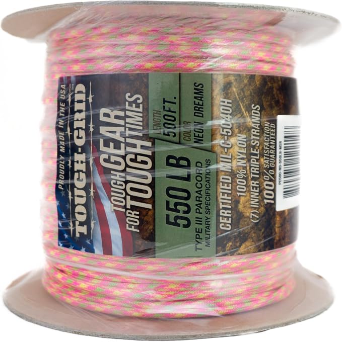 TOUGH-GRID 550 Paracord Rope Nylon Parachute Cord, Made in USA Survival Kit - Image 3