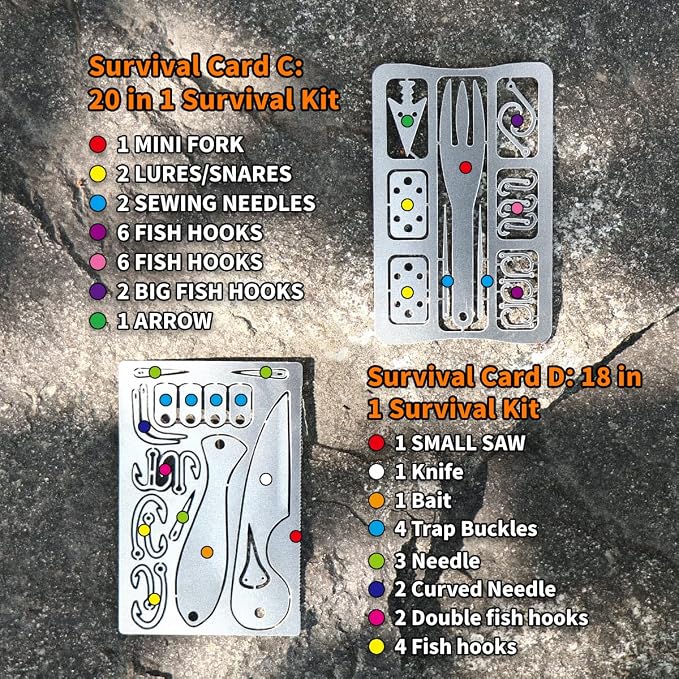 PSKOOK 12 Pcs Survival Multitool Card Emergency Camping Tool EDC Kit in Your - Image 3