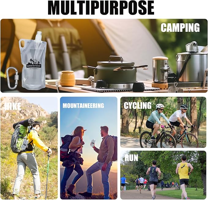 2-Pack 1L Hiking Collapsible Water Bottles - Image 5