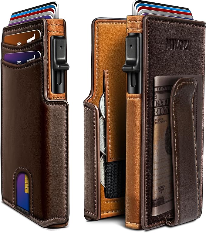 Men Wallet, with Money Clip Coins Pocket ID Window, Slim Front Pocket RFID by Miyozi