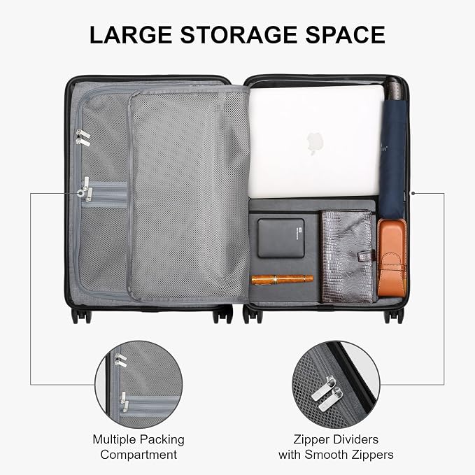 LEVEL8 Elegance Carry-on Suitcase, 20 Inch Carry on Luggage, Hardside Large - Image 8