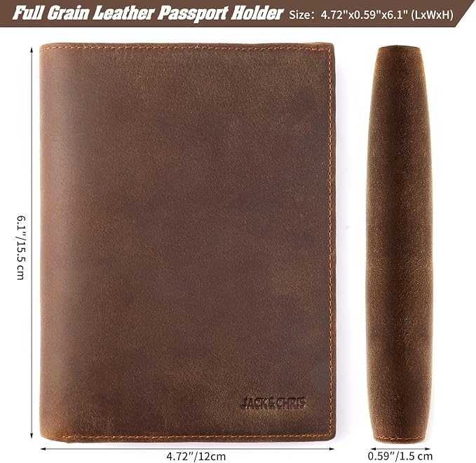 Jack&Chris Leather Passport Holder RFID Blocking Passport Travel Wallet Cover - Image 2