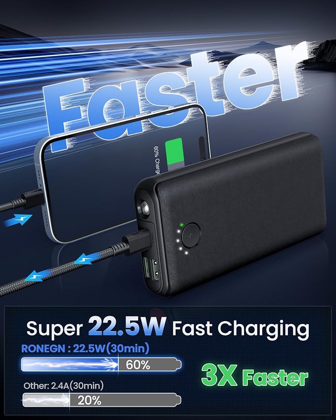 Portable Charger Power Bank 40000mah, USB C Fast Charging 22.5W External - Image 2