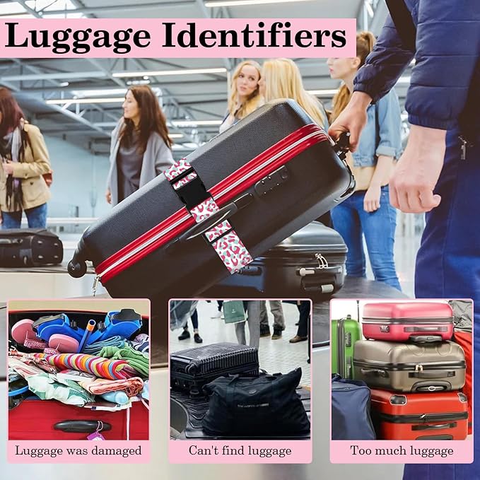 Pink Leopard Luggage Straps for Suitcases TSA Approved, Luggage Identifiers for - Image 6