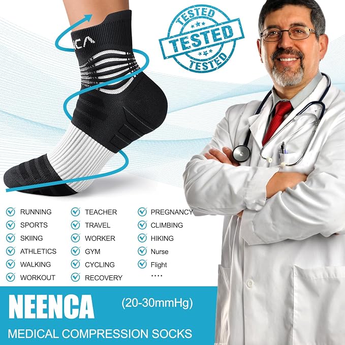 NEENCA Professional Compression Socks, Medical Athletic Ankle Socks - Image 7