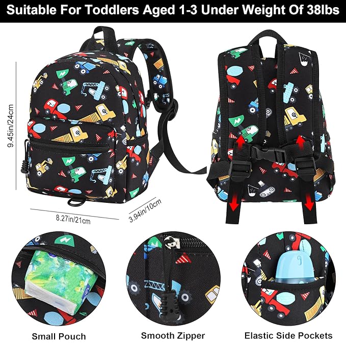 Accmor Toddler Harness Backpack Leash, Cute Excavator Kids Backpack - Image 2
