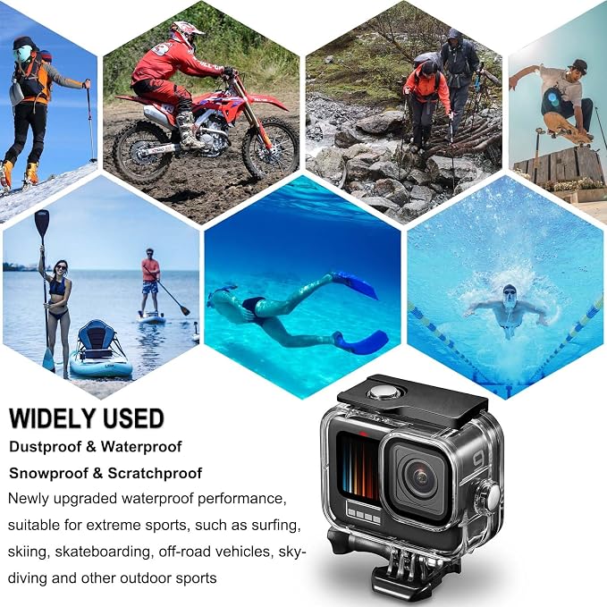 Compatible for Go Pro Hero 4/3+/3 Black Silver Waterproof Housing Case - Image 7