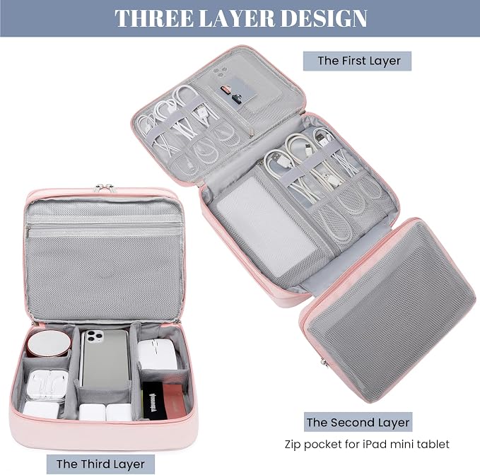 mygreen Electronic Bag Travel Cable Accessories Bag Waterproof Triple Layer - Image 4
