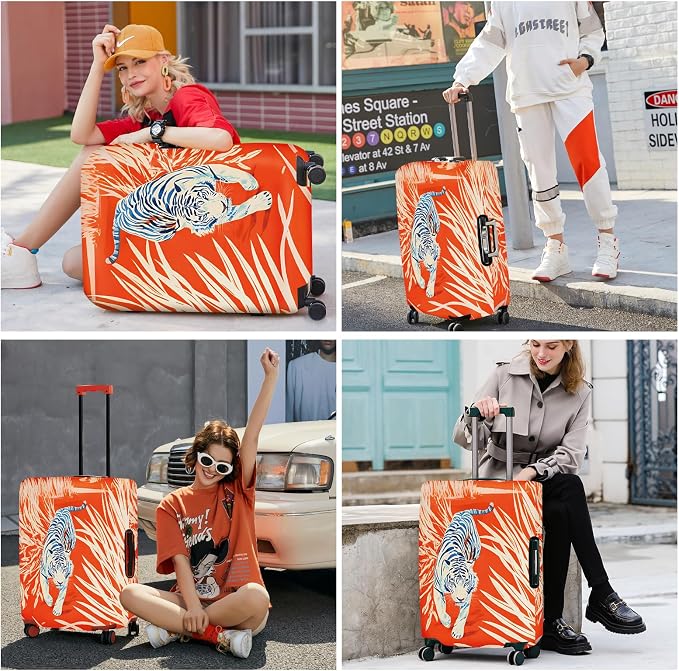 ANNA QUEEN Funny White Tiger Luggage Cover, Suitcase Protector - Image 7